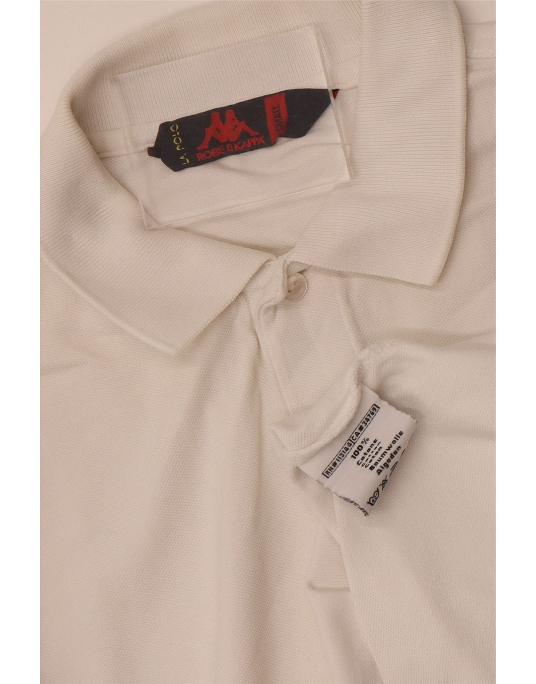 Kappa Herren-Poloshirt, Größe S, weiße Baumwolle