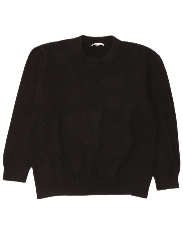 Zara Herren-Pullover mit Rundhalsausschnitt, mittlere schwarze Baumwolle