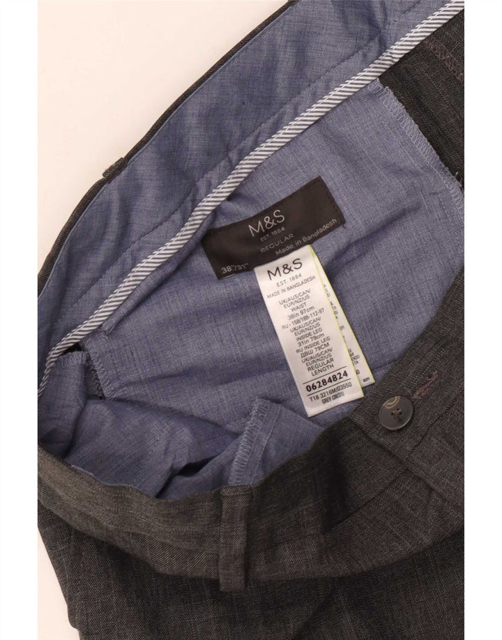 Marks & Spencer Herren-Anzughose, gerade, normal, W38, L31, grau, Polyester