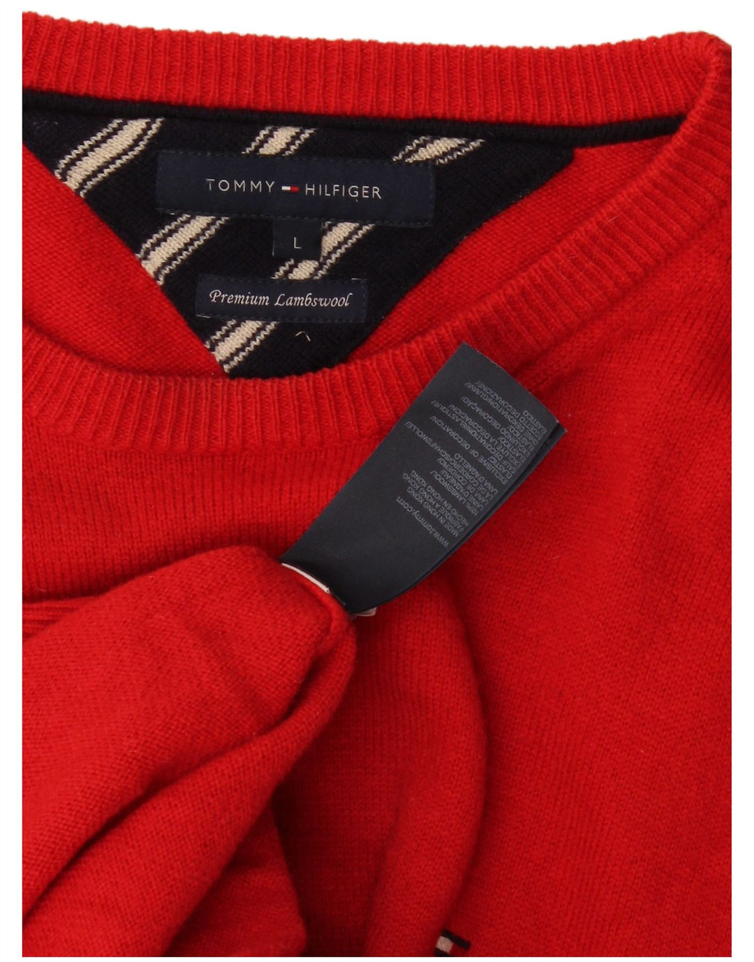 Tommy Hilfiger Herren-Pullover mit U-Boot-Ausschnitt, große rote Lammwolle