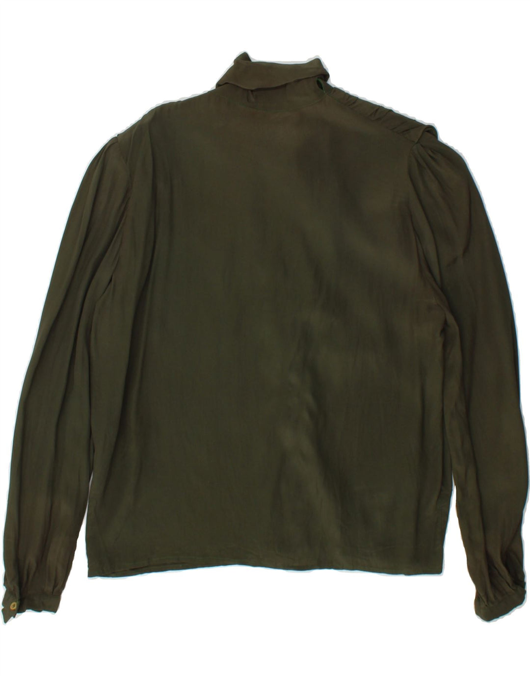 VINTAGE Womens Front Tie Shirt Blouse IT 42 Medium Khaki Vintage Vintage and Second-Hand Vintage from Messina Hembry 