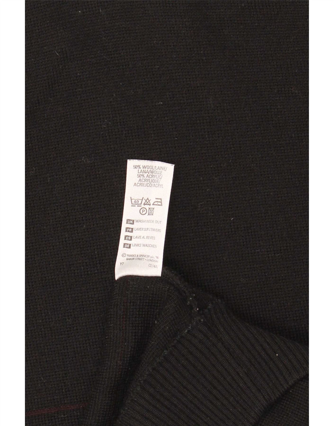Marks & Spencer Herren-Pullover mit V-Ausschnitt, groß, schwarz gestreift, Wolle