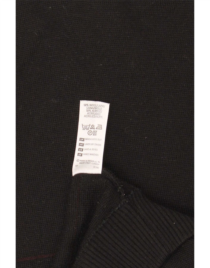 Marks & Spencer Herren-Pullover mit V-Ausschnitt, groß, schwarz gestreift, Wolle