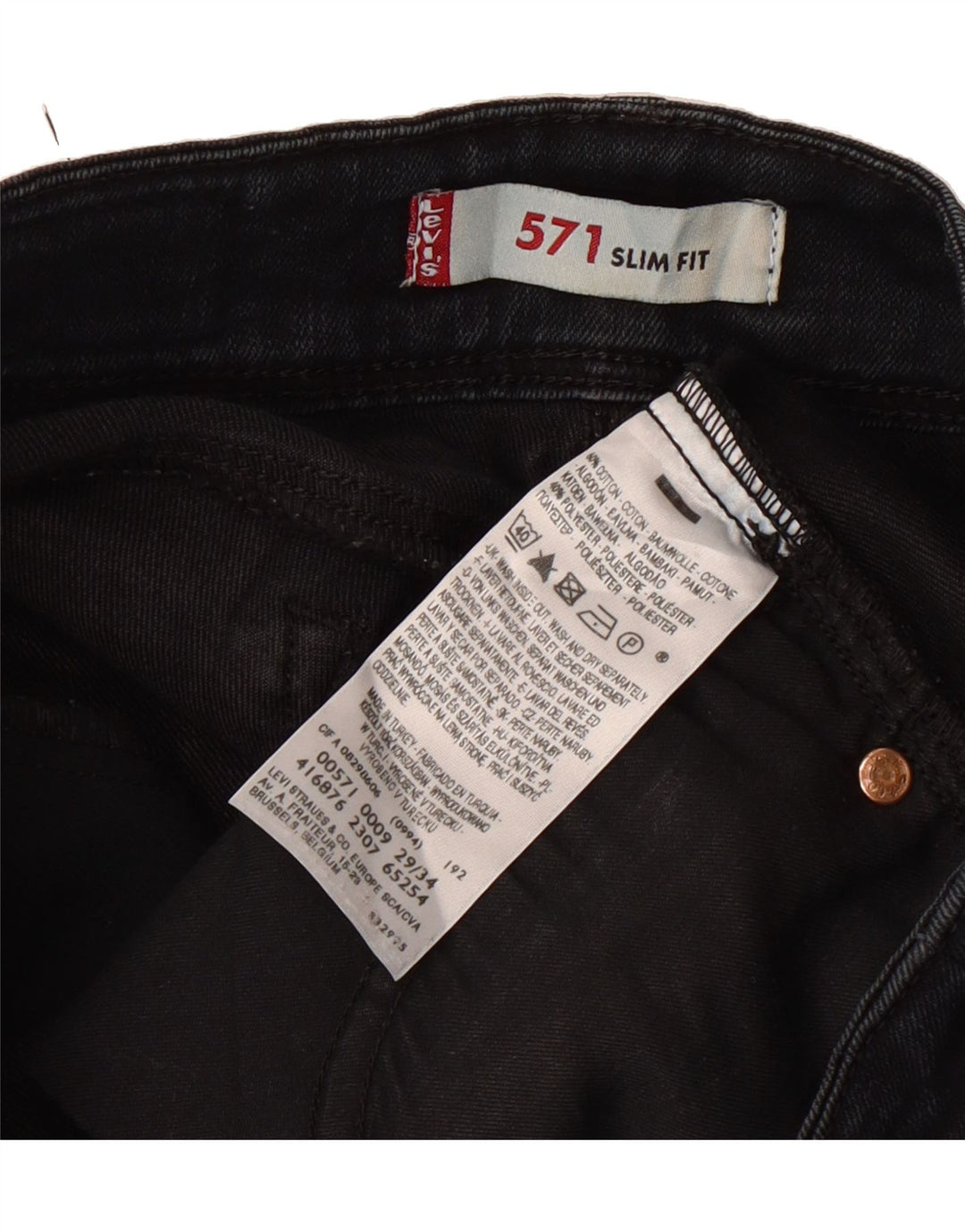 LEVI'S Womens 571 Slim Jeans  W29 L34 Black Cotton Vintage Levi's and Second-Hand Levi's from Messina Hembry 