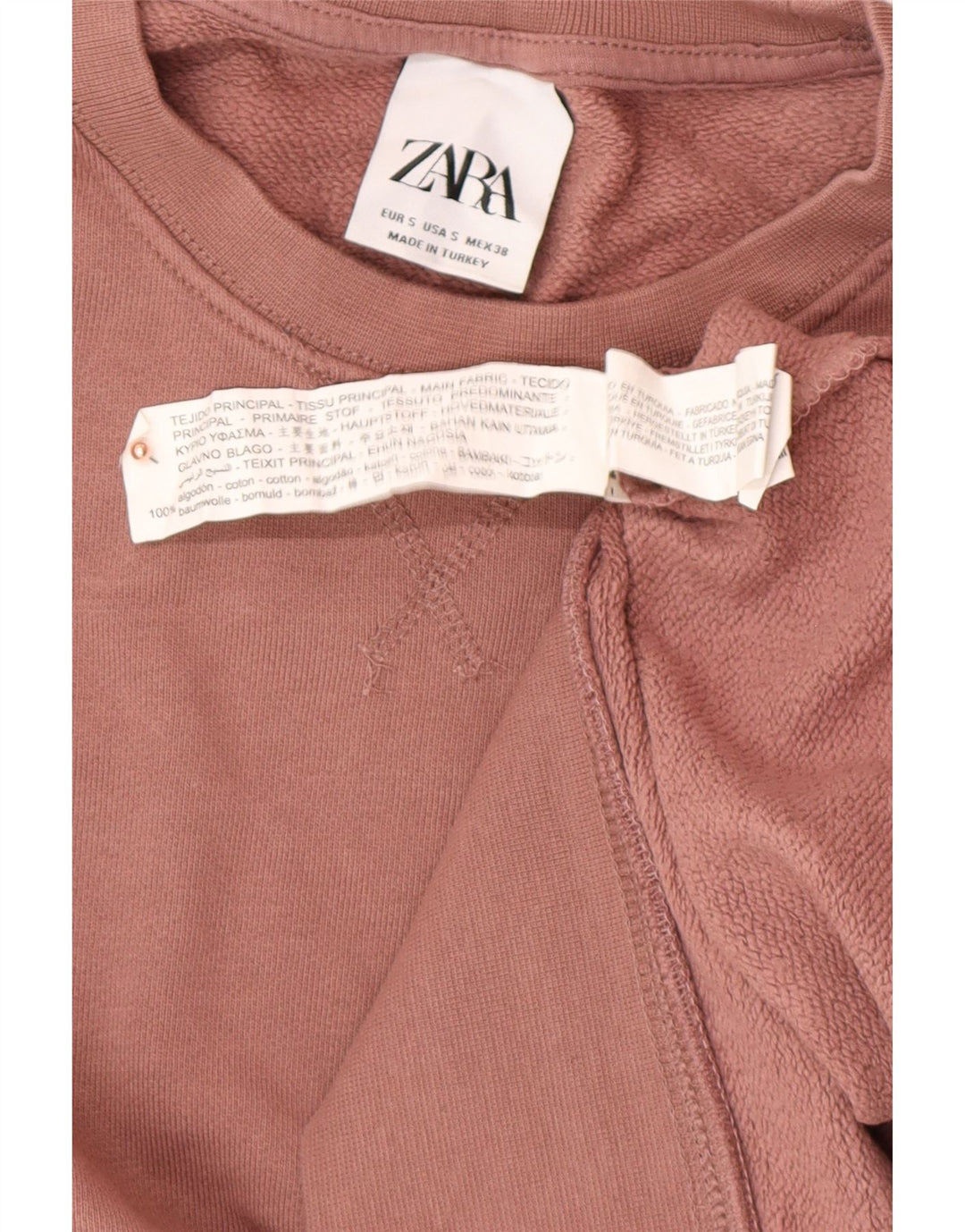 ZARA Herren Sweatshirt Pullover Small Rosa Baumwolle
