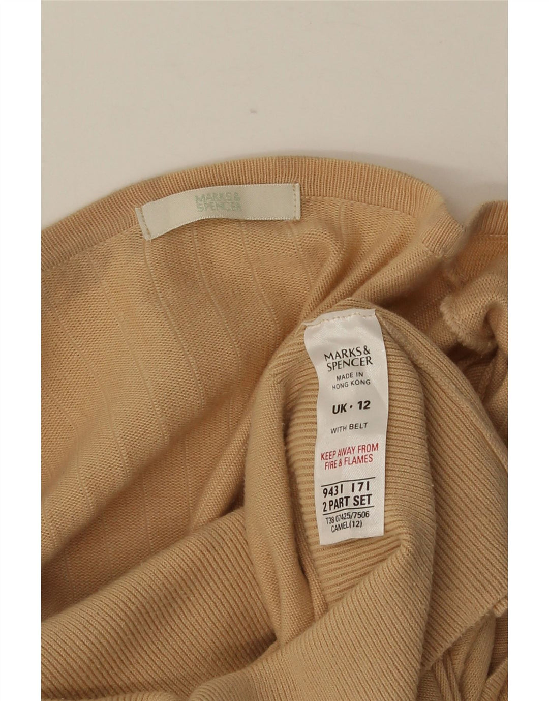 MARKS & SPENCER Damen Crop Cardigan Pullover UK 12 Mittelbeige Baumwolle