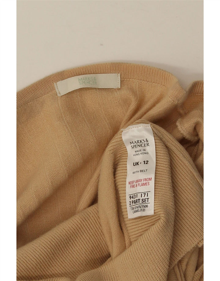 MARKS & SPENCER Damen Crop Cardigan Pullover UK 12 Mittelbeige Baumwolle