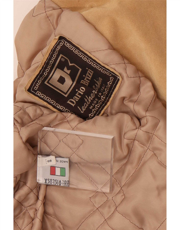 Dario Brizzi Damen Zweireihige Wildlederjacke UK 10 Small Beige Leder