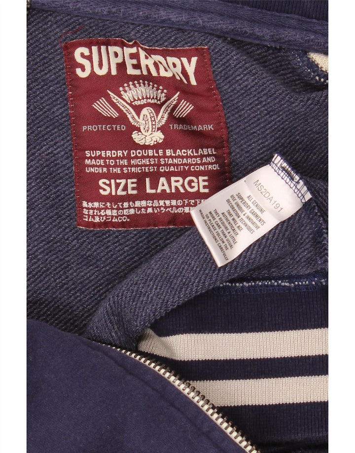 SUPERDRY Herren-Trainingsanzugoberteil mit Grafik, Größe L, Marineblau, Farbblock