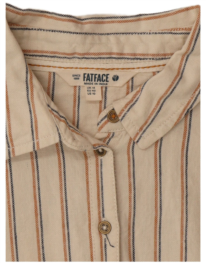 Fat Face Damen Kurzarm UK 14 Large Beige gestreift