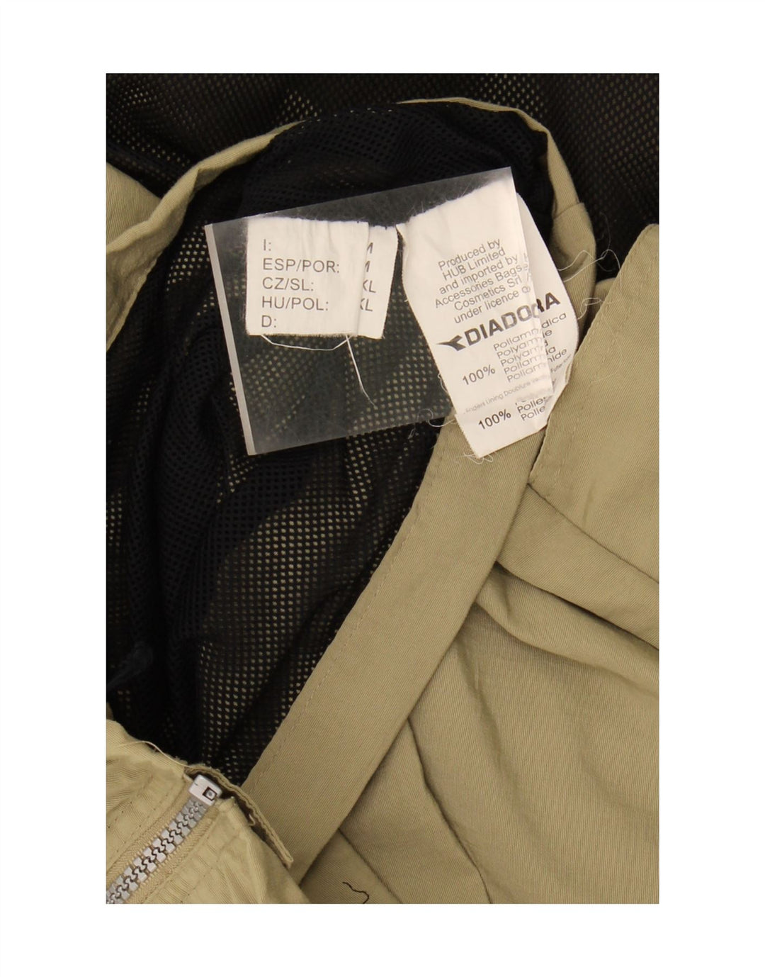 DIADORA Mens Rain Jacket UK 42 XL Khaki Polyamide Vintage Diadora and Second-Hand Diadora from Messina Hembry 