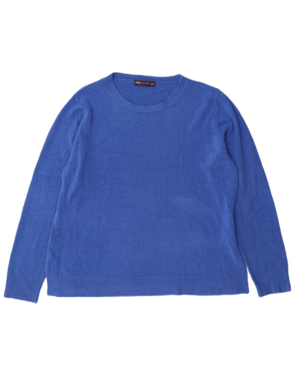 Marks & Spencer Damen-Pullover mit U-Boot-Ausschnitt, Gr. 18, XL, Blau, Acryl