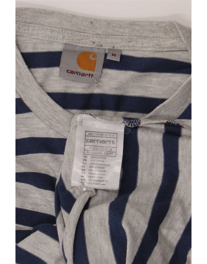 Carhartt Herren T-Shirt-Oberteil aus mittelgrauer, gestreifter Baumwolle