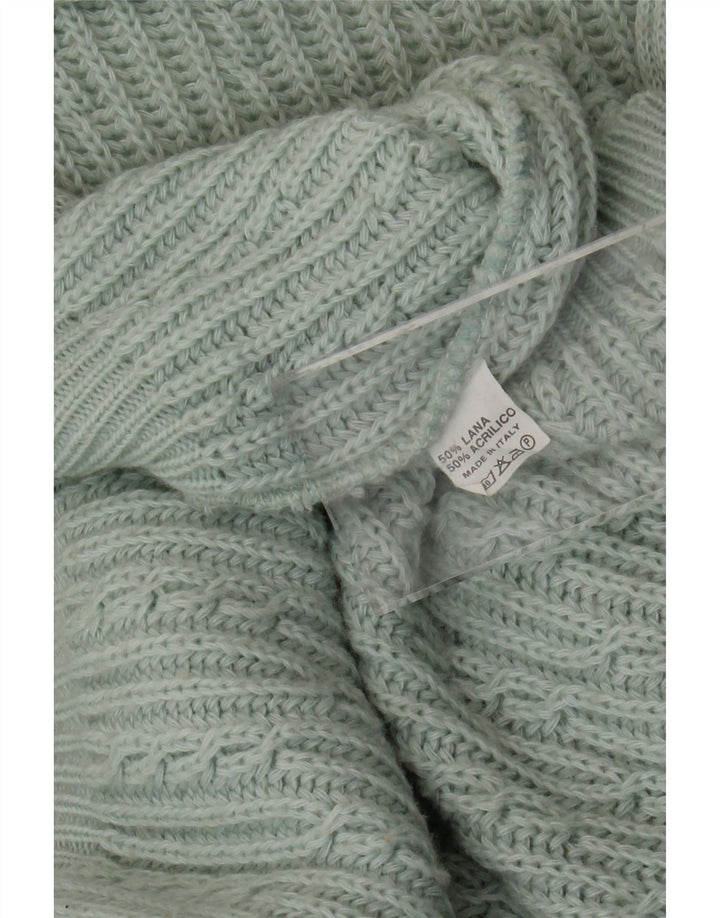 VINTAGE Womens V-Neck Jumper Sweater UK 12 Medium Turquoise Wool