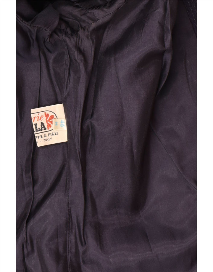 Vintage Damen 1-Knopf-Blazerjacke IT 46 Große marineblaue Nadelstreifen