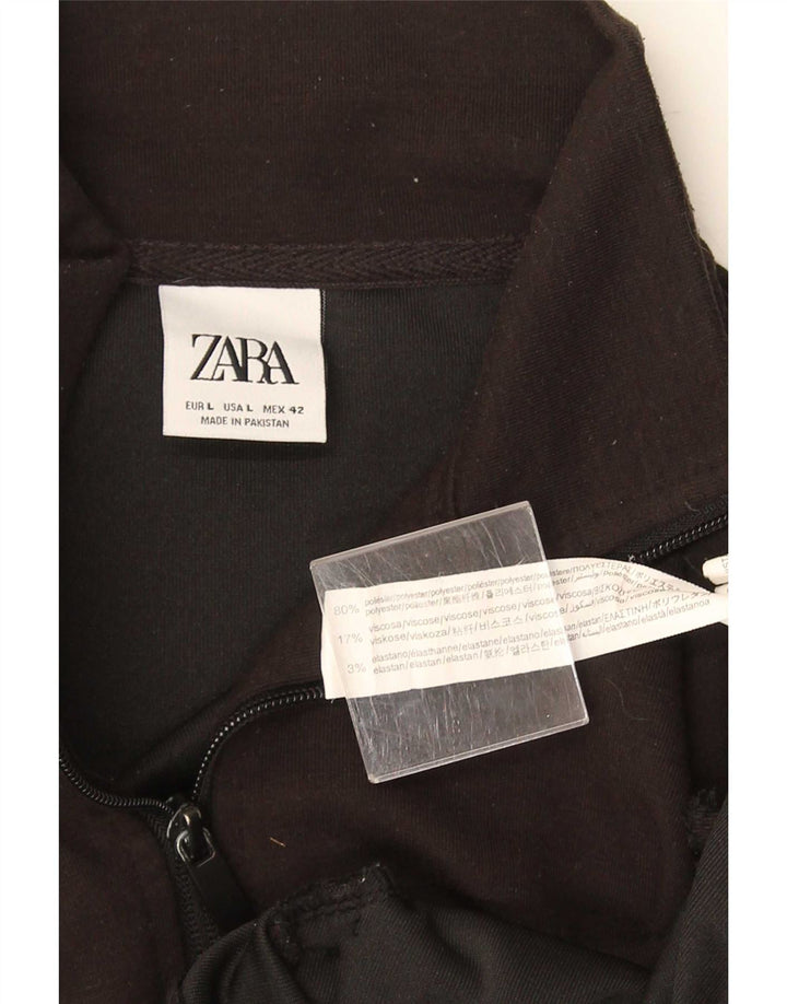 Zara Damen-Trainingsanzug, Top-Jacke, UK 16, Größe L, Schwarz, Polyester