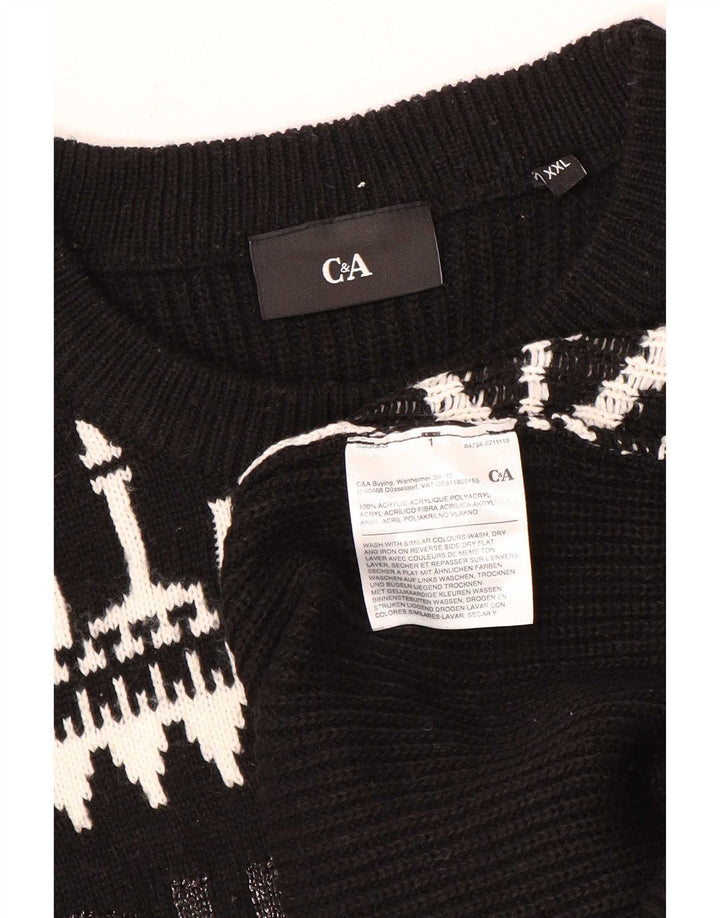 C & A Herren-Pullover mit Rundhalsausschnitt, 2XL, Schwarz, Patchwork, Acryl