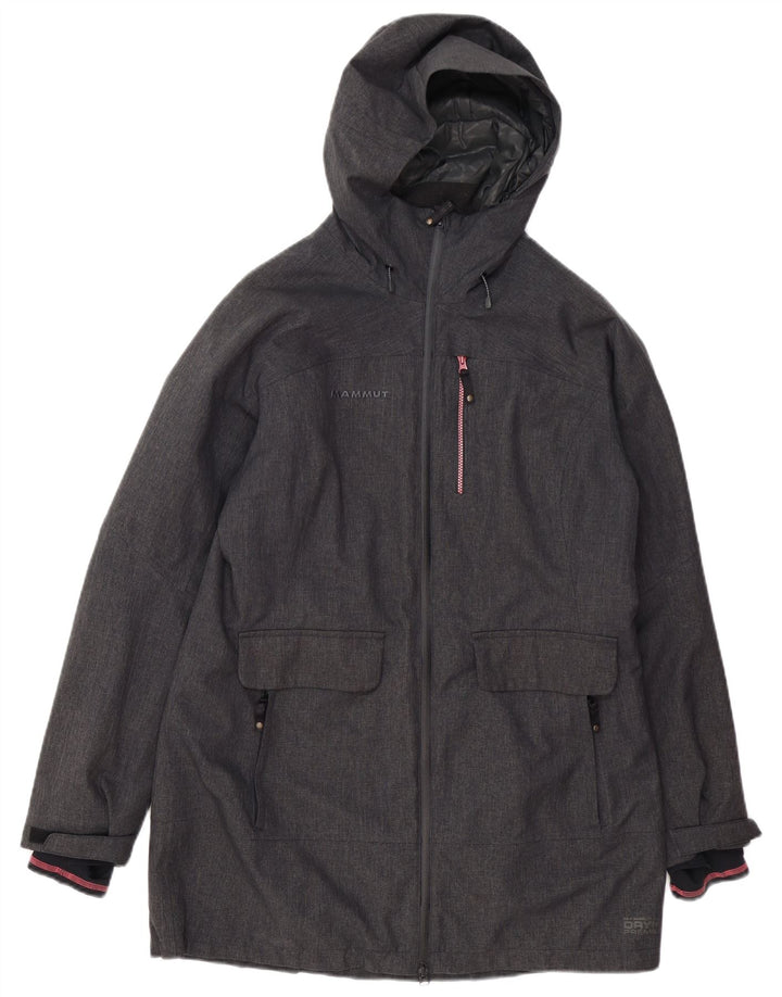 MAMMUT Damen Kapuzen-Windbreaker-Mantel UK 16 Large Grau Polyester