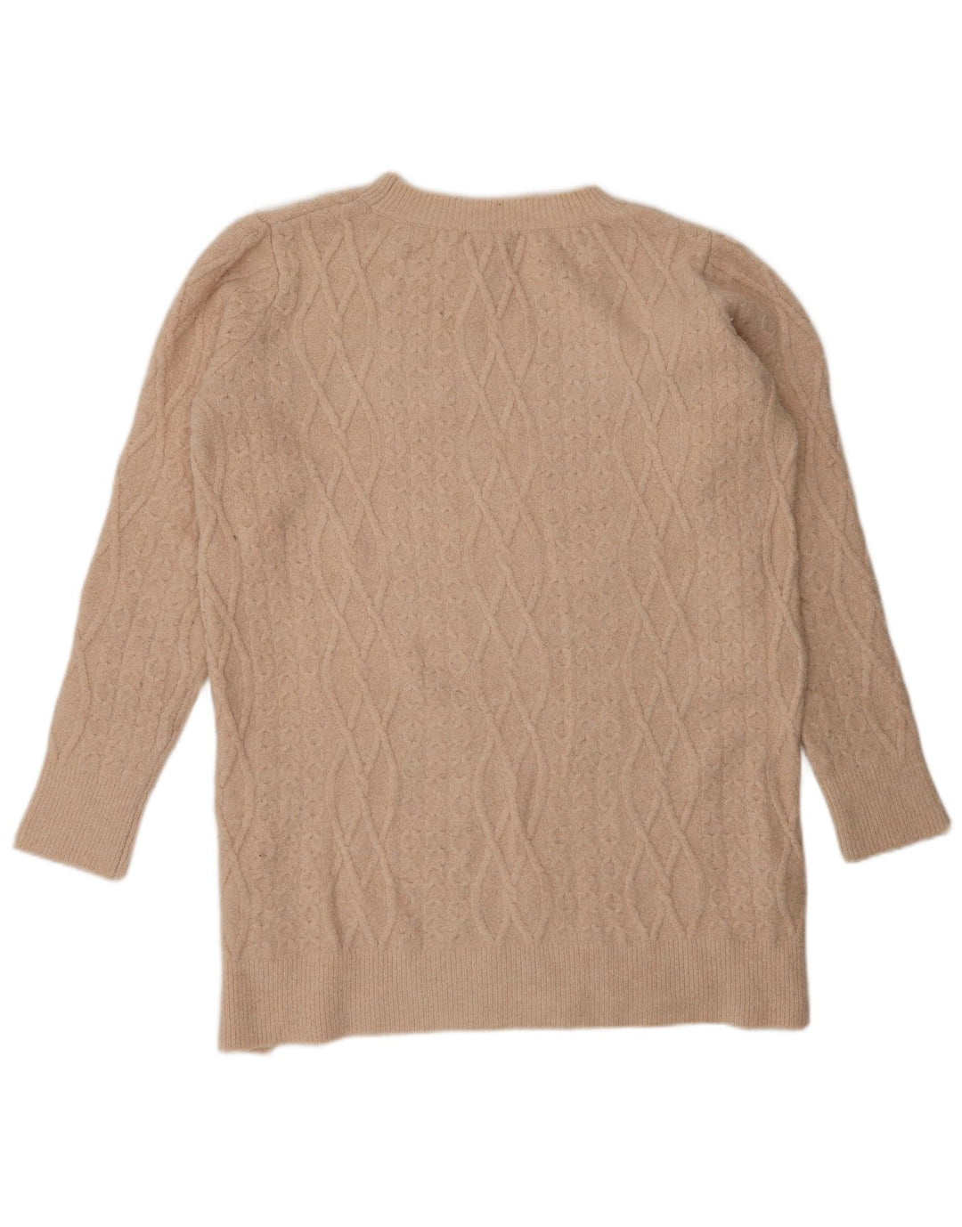 Langer Pullover mit Rundhalsausschnitt für Damen von Zara, Gr. 14, Mittelbeige