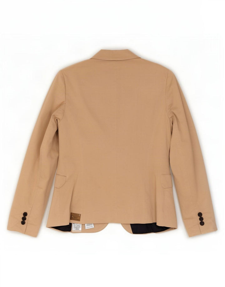 Zara Damen-Blazer mit 1 Knopf, UK 12, mittelbeige Baumwolle