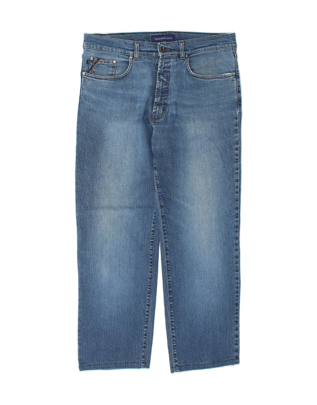TRUSSARDI Mens Straight Jeans W38 L29 Blue Vintage Trussardi and Second-Hand Trussardi from Messina Hembry 