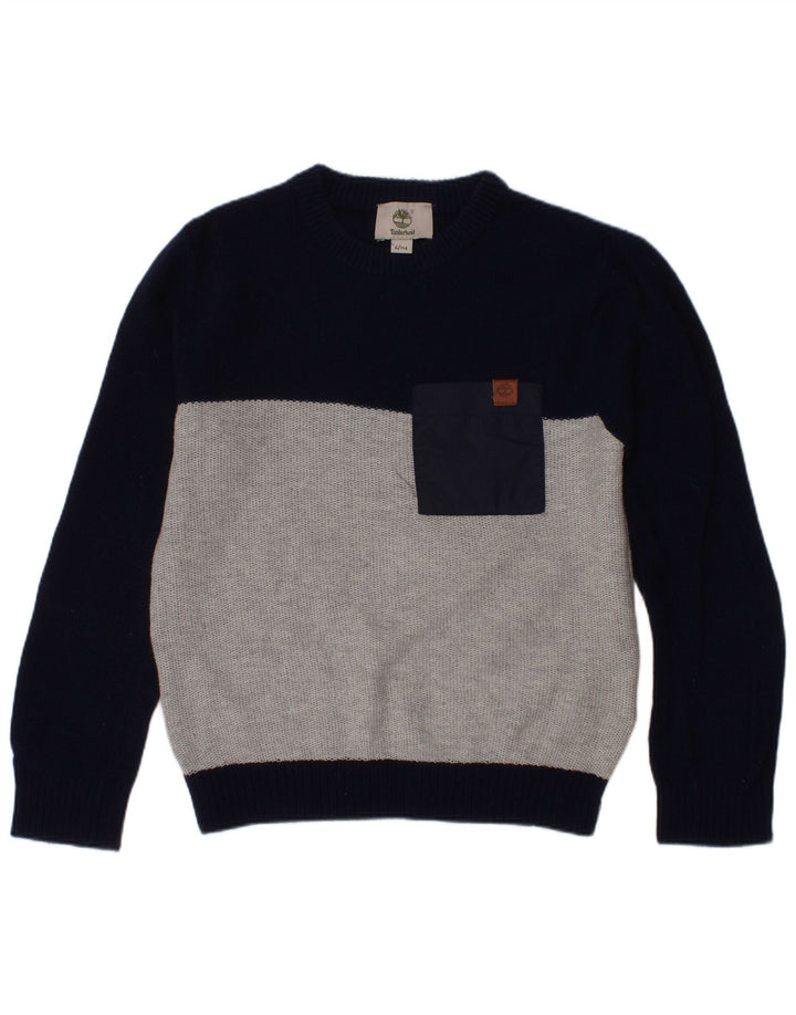 TIMBERLAND Boys Crew Neck Jumper Sweater 5-6 Years Black Colourblock