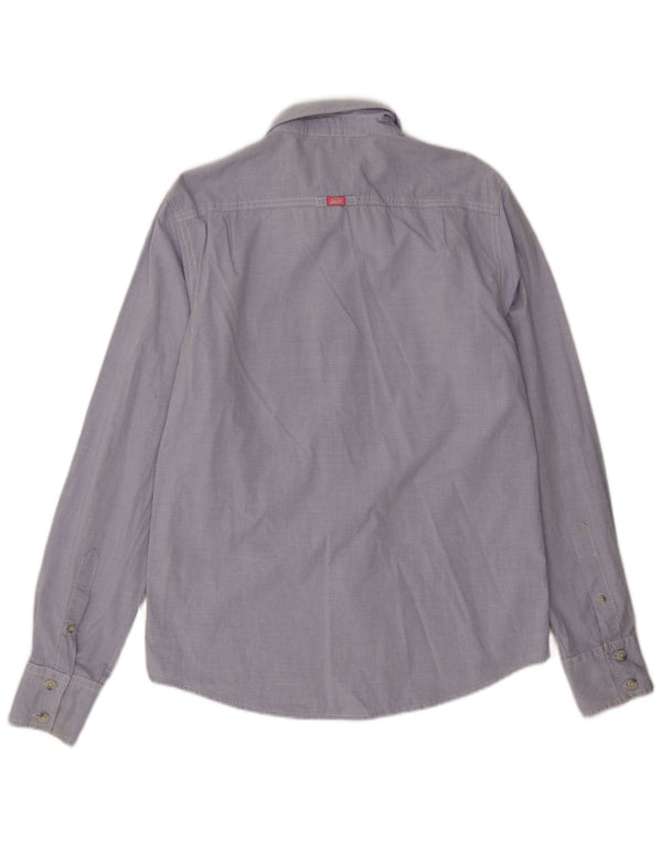 Superdry Herren-Hemd, groß, blaue Nadelstreifen-Baumwolle