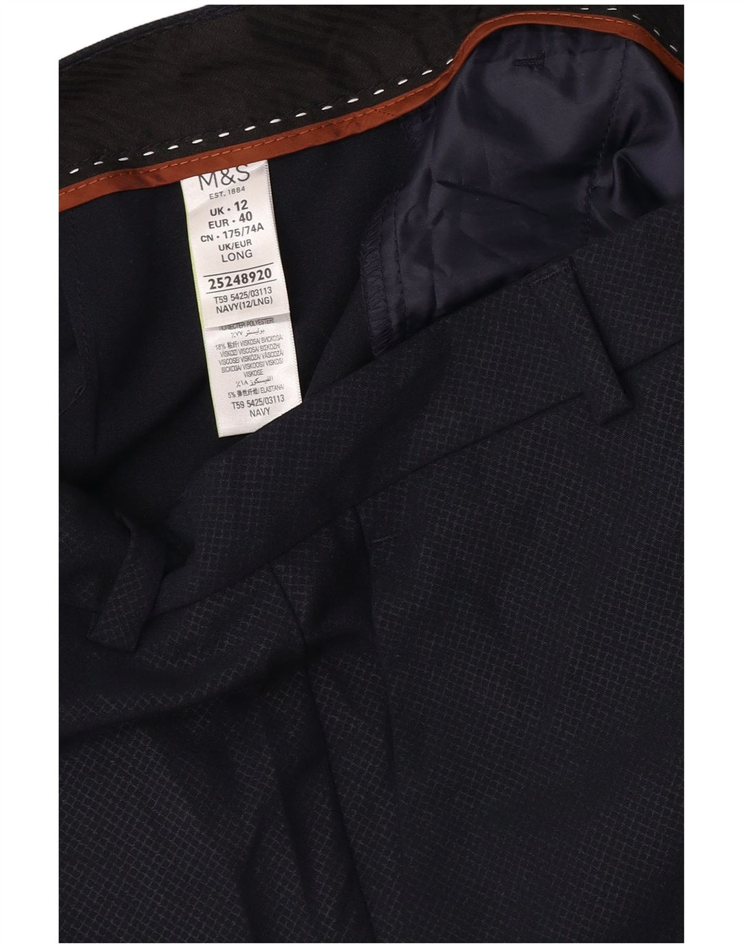 Marks & Spencer Damen Anzughose UK 12 M W32 L32 Marineblau kariert