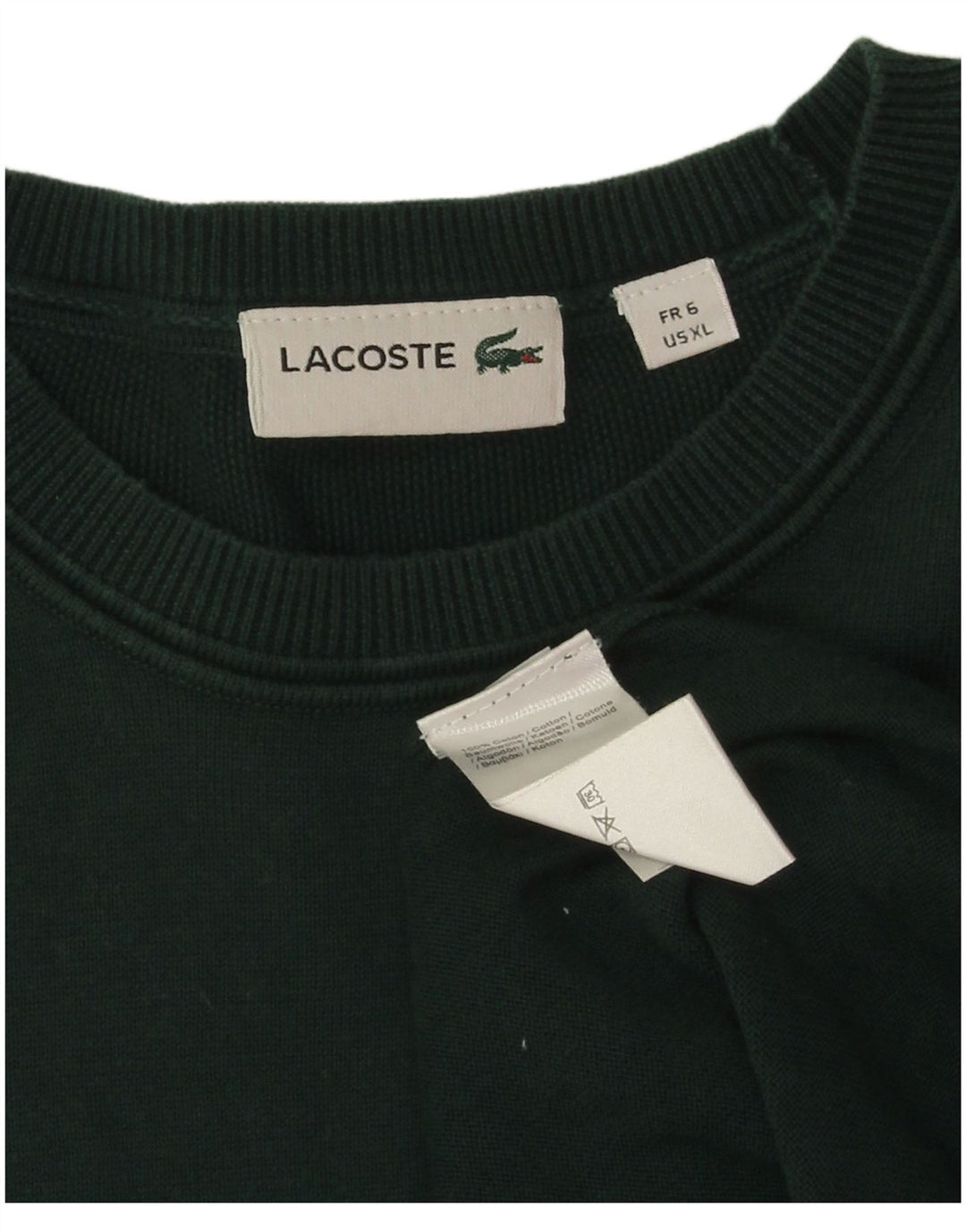 Lacoste Herren-Pullover mit Rundhalsausschnitt, Größe 6 XL, grüne Baumwolle