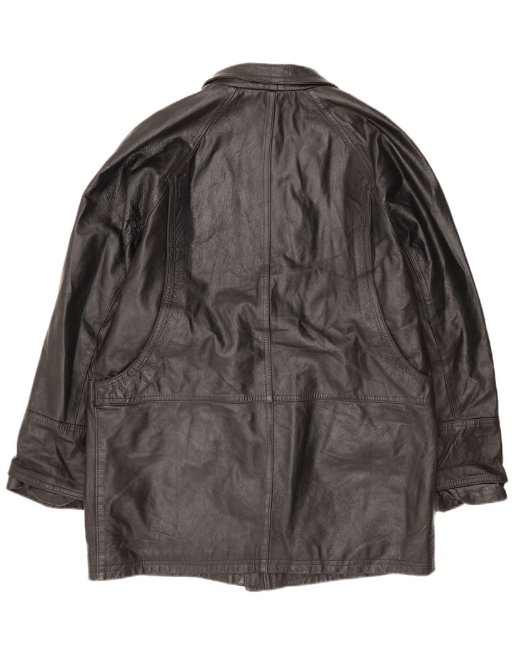 Vintage Herren Ledermantel UK 42 XL Schwarzes Leder