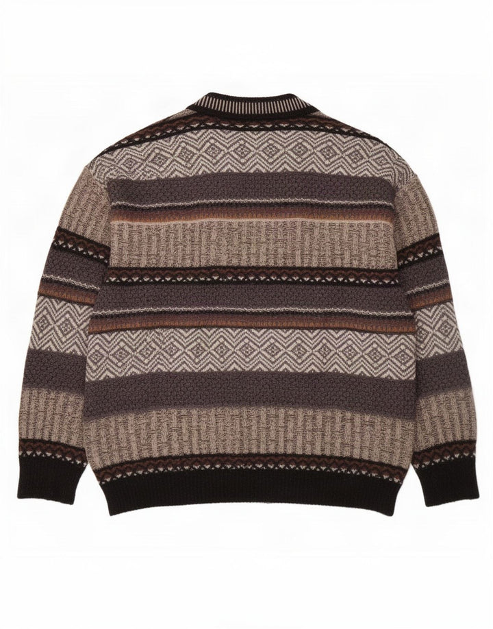 Jockey Herren-Pullover mit V-Ausschnitt, groß, grau gestreift, Wolle