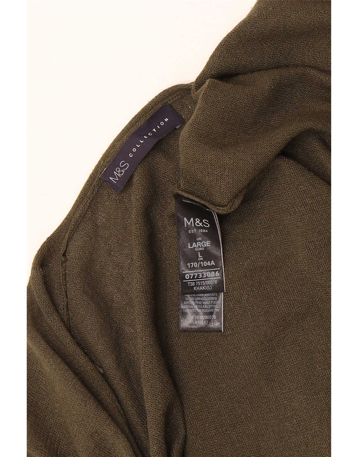 Marks & Spencer Damen Longline Open Cardigan Pullover UK 16 Large Khaki