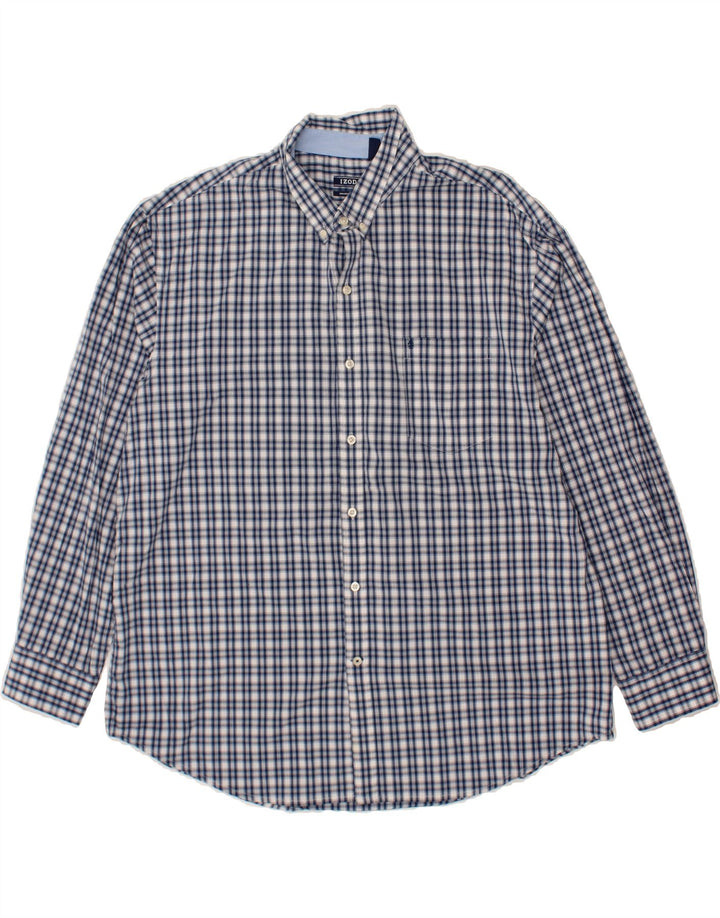 IZOD Mens Big & Tall Shirt 2XL Navy Blue Check Cotton Vintage Izod and Second-Hand Izod from Messina Hembry 