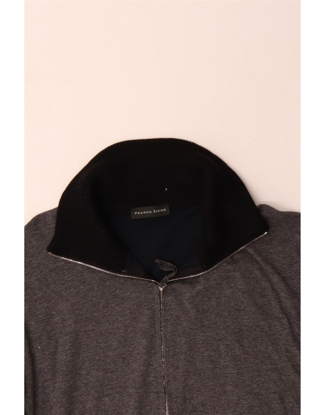 FRANCO ZICHE Herren-Sweatshirt mit Reißverschluss am Hals, groß, Grau, Farbblock