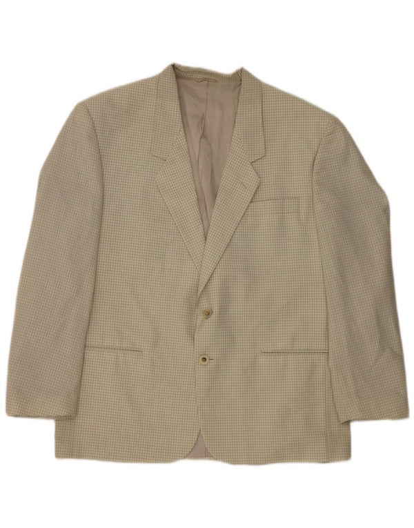 Chelsea Herren-Blazer mit 2 Knöpfen, IT 54 2XL, beige Gingham-Schurwolle