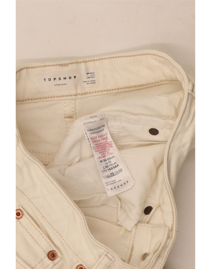 Topshop Damen Straight Jeans W26 L24 Weiße Baumwolle
