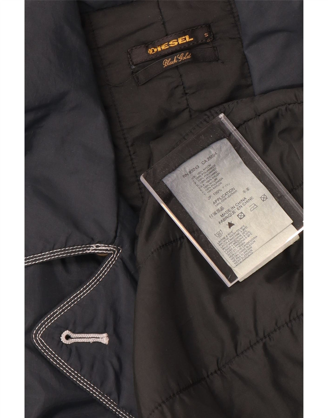 DIESEL Herren Zweireihiger Trenchcoat UK 36 Small Marineblaues Nylon