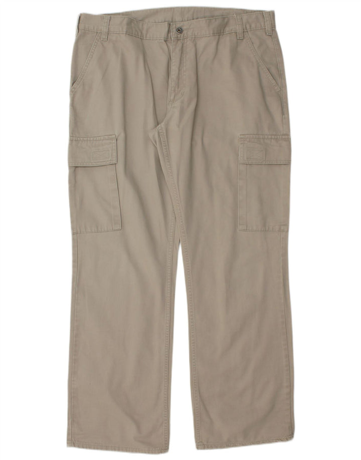 MUSTANG Mens Straight Cargo Trousers W38 L34 Grey Cotton