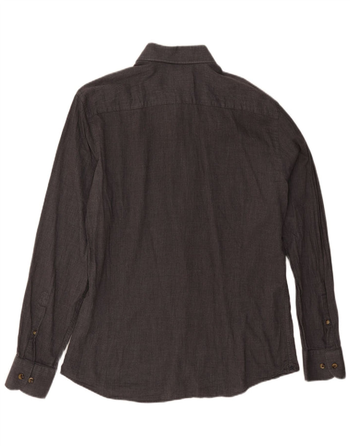 Hackett Herren-Slim-Fit-Hemd, groß, aus grauer Baumwolle