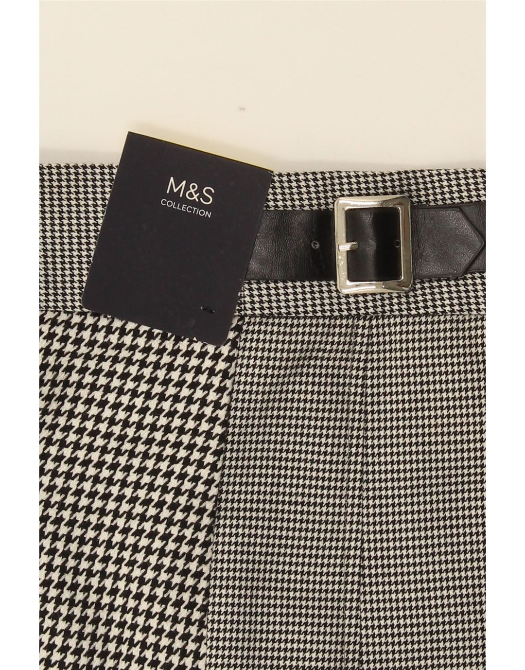 Marks & Spencer Damen Faltenrock UK 16 Large W34 Schwarzer Hahnentritt