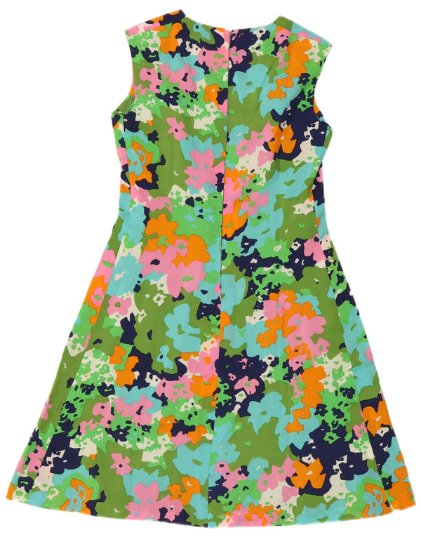 Vintage Damen Ärmelloses A-Linien-Kleid UK 8 Small Mehrfarbig Retro