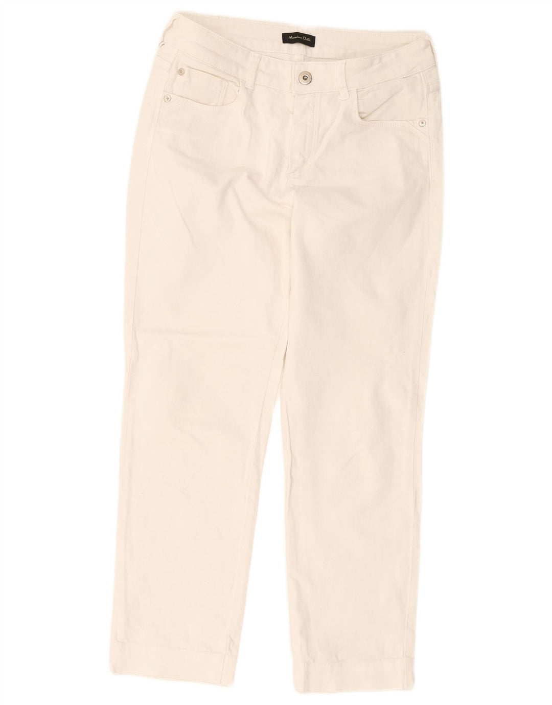 Massimo Dutti Damen-Cropped-Jeans EU 38 Small W28 L25 Weiß