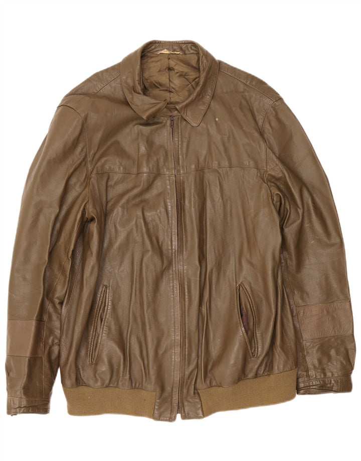 Vintage Herren Lederjacke UK 38 Medium Khaki Leder