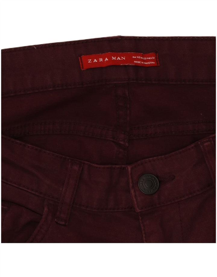 Zara Damen Slim Jeans W32 L32 Burgunderrot