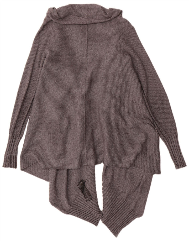 Asymmetrischer, offener Cardigan-Pullover von Zara für Damen, UK 14, mittelgraue Viskose