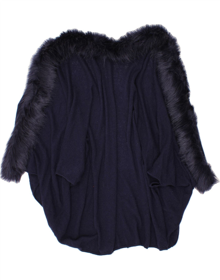 JACQUES VERT Womens Poncho Cardigan Sweater UK 10 Small Navy Blue Viscose Vintage Jacques Vert and Second-Hand Jacques Vert from Messina Hembry 