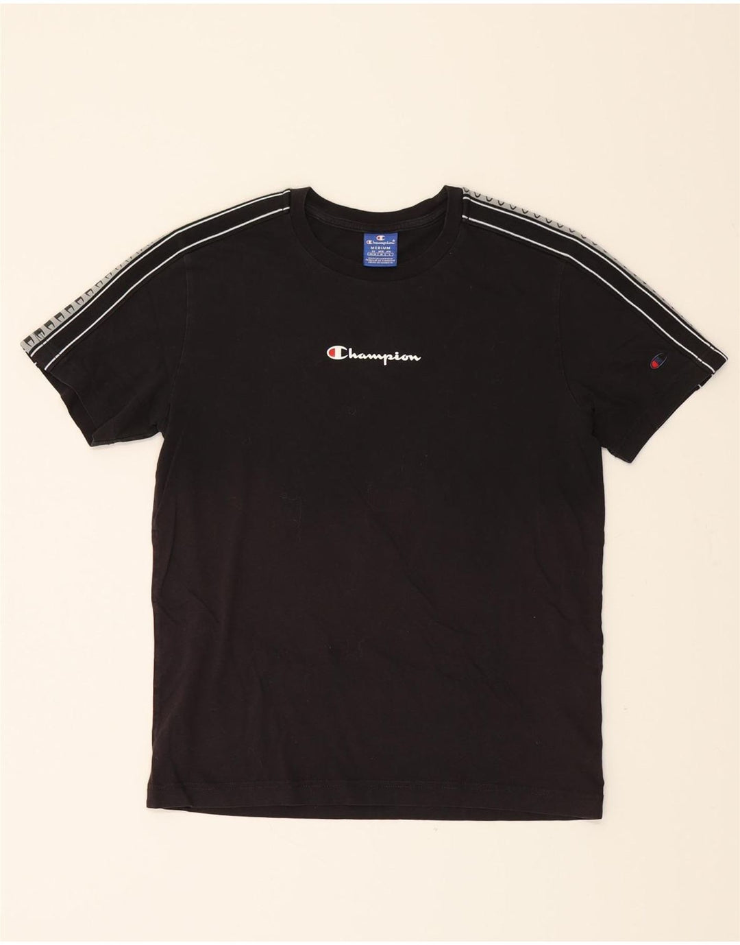 CHAMPION Mens Graphic T-Shirt Top Medium Black Cotton Vintage Champion and Second-Hand Champion from Messina Hembry 