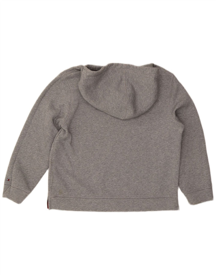 TOMMY HILFIGER Damen Übergroßer grafischer Kapuzenpullover UK 14 Mittelgrau