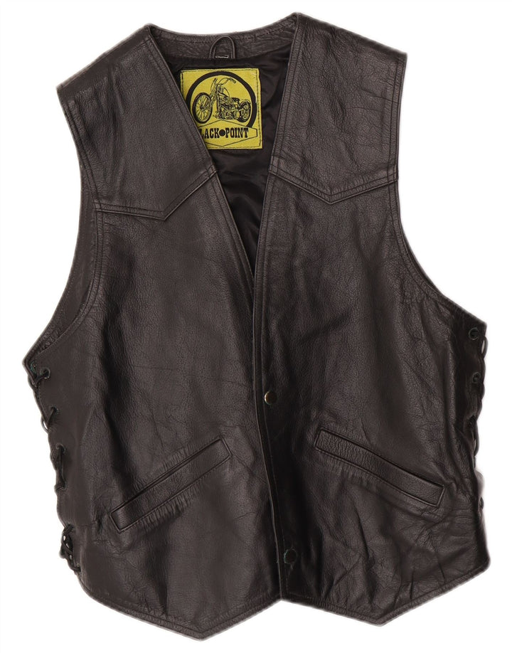 Vintage Herren Western Lederweste Klein Schwarz
