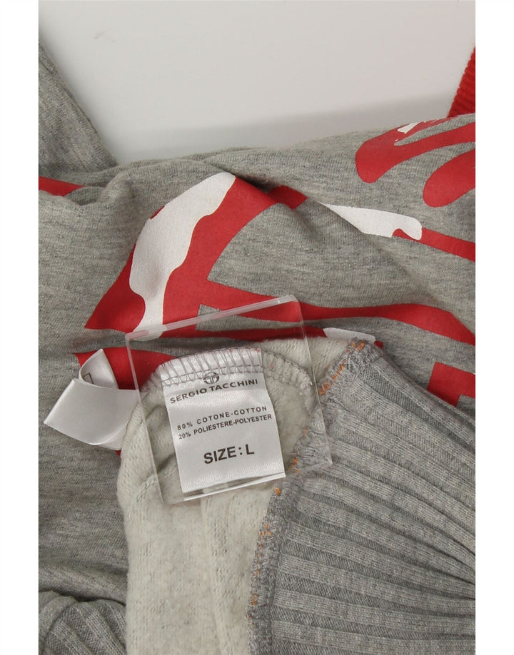 SERGIO TACCHINI Womens Sweatshirt Jumper UK 16 Large Grey Colourblock Vintage Sergio Tacchini and Second-Hand Sergio Tacchini from Messina Hembry 
